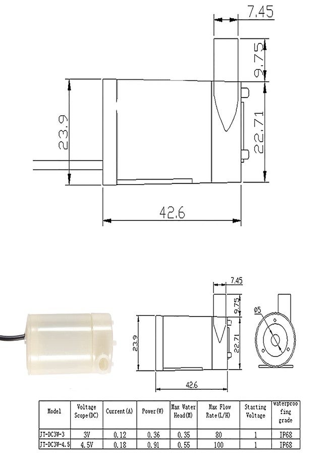 ALMOCN 3PCS DC 3V 5V Micro Submersible Mini Water Pump for Fish Tanks Fountain Aquarium - Image 4